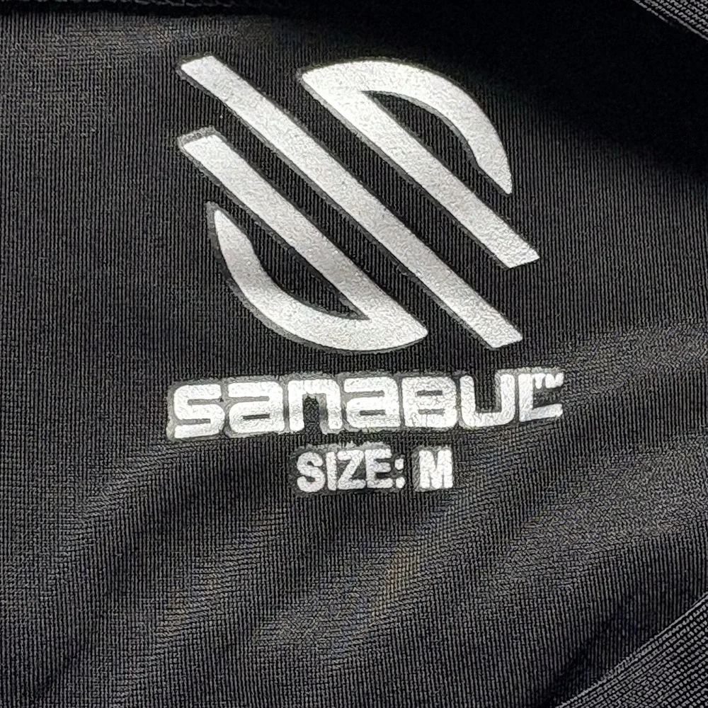 SANABUL Men Rash Guard Short Sleeve Compression Top Sz M Blue Black‎ Swim 60-17